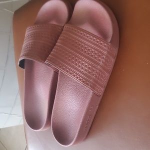 Blush pink adidas slides